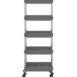 vidaXL køkkenvogn med 5 hylder 42x29x128 cm jern og ABS grå