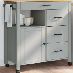 vidaXL køkkenvogn MONZA 84x40x88,5 cm massivt fyrretræ