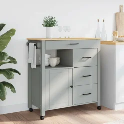 vidaXL køkkenvogn MONZA 84x40x88,5 cm massivt fyrretræ