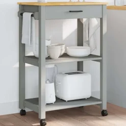 vidaXL køkkenvogn MONZA 60x40x88,5 cm massivt fyrretræ