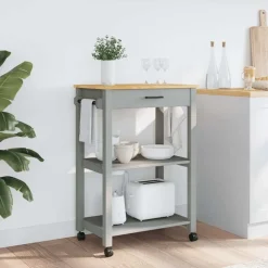 vidaXL køkkenvogn MONZA 60x40x88,5 cm massivt fyrretræ