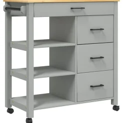 vidaXL køkkenvogn MONZA 84x40x88,5 cm massivt fyrretræ