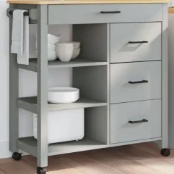 vidaXL køkkenvogn MONZA 84x40x88,5 cm massivt fyrretræ