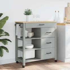 vidaXL køkkenvogn MONZA 84x40x88,5 cm massivt fyrretræ