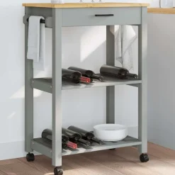 vidaXL køkkenvogn MONZA 60x40x88,5 cm massivt fyrretræ
