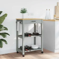 vidaXL køkkenvogn MONZA 60x40x88,5 cm massivt fyrretræ