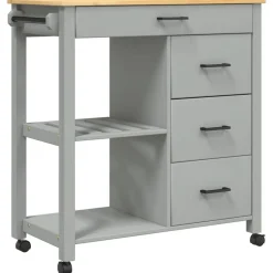 vidaXL køkkenvogn MONZA 84x40x88,5 cm massivt fyrretræ