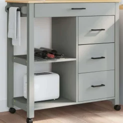 vidaXL køkkenvogn MONZA 84x40x88,5 cm massivt fyrretræ