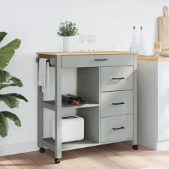 vidaXL køkkenvogn MONZA 84x40x88,5 cm massivt fyrretræ