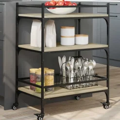vidaXL køkkenvogn 65x40x86,5 cm konstrueret træ sonoma-eg