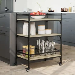 vidaXL køkkenvogn 65x40x86,5 cm konstrueret træ sonoma-eg