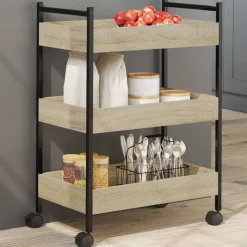 vidaXL køkkenvogn 50x30x70 cm konstrueret træ sonoma-eg