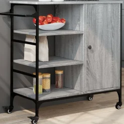 vidaXL køkkenvogn 87,5x38,5x84,5 cm konstrueret træ grå sonoma-eg