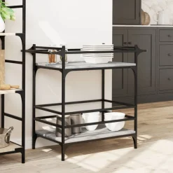 vidaXL køkkenvogn 82x40x78,5 cm konstrueret træ grå sonoma-eg