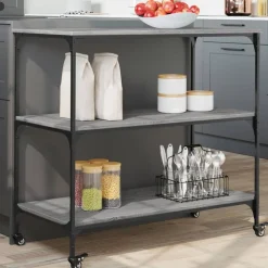 vidaXL køkkenvogn 102x50x95 cm konstrueret træ grå sonoma-eg