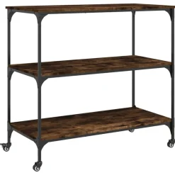 vidaXL køkkenvogn 102x50x95 cm konstrueret træ røget egetræsfarve