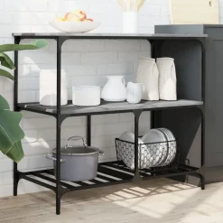 vidaXL køkkenvogn 100x50x95 cm konstrueret træ grå sonoma-eg