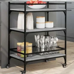 vidaXL køkkenvogn 65x40x86,5 cm konstrueret træ grå sonoma-eg