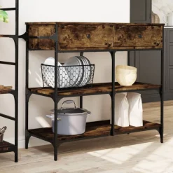 vidaXL køkkenvogn 105x42x95 cm konstrueret træ røget egetræsfarve