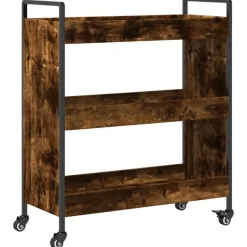 vidaXL køkkenvogn 70x30x82 cm konstrueret træ røget egetræsfarve
