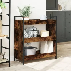 vidaXL køkkenvogn 70x30x82 cm konstrueret træ røget egetræsfarve