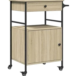 vidaXL køkkenvogn 56x43x89,5 cm konstrueret træ sonoma-eg