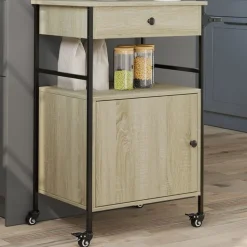 vidaXL køkkenvogn 56x43x89,5 cm konstrueret træ sonoma-eg