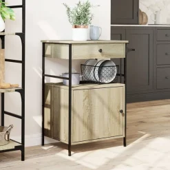 vidaXL køkkenvogn 56x43x89,5 cm konstrueret træ sonoma-eg