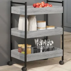 vidaXL køkkenvogn 50x30x70 cm konstrueret træ grå sonoma-eg