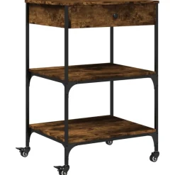 vidaXL køkkenvogn 60x48x89,5 cm konstrueret træ røget egetræsfarve