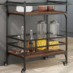 vidaXL køkkenvogn 82x40x78,5 cm konstrueret træ brun egetræsfarve