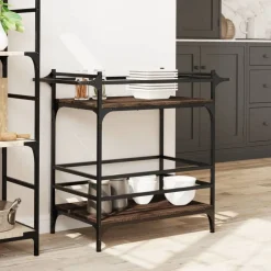 vidaXL køkkenvogn 82x40x78,5 cm konstrueret træ brun egetræsfarve