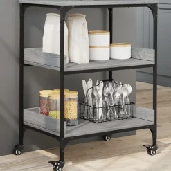 vidaXL køkkenvogn 60x41x80,5 cm konstrueret træ grå sonoma-eg