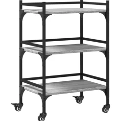 vidaXL køkkenvogn 50x35x75,5 cm konstrueret træ grå sonoma-eg