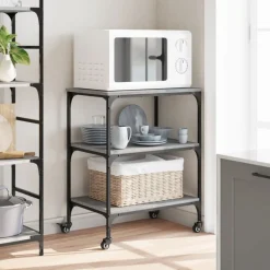 vidaXL køkkenvogn 60x41x76 cm konstrueret træ grå sonoma-eg