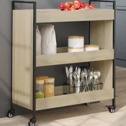 vidaXL køkkenvogn 70x30x82 cm konstrueret træ sonoma-eg