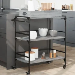 vidaXL køkkenvogn 81,5x41x92,5 cm konstrueret træ grå sonoma-eg