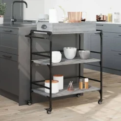 vidaXL køkkenvogn 81,5x41x92,5 cm konstrueret træ grå sonoma-eg