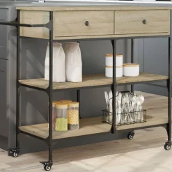 vidaXL køkkenvogn 105x42x95 cm konstrueret træ sonoma-eg