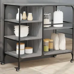 vidaXL køkkenvogn 100x45x89,5 cm konstrueret træ grå sonoma-eg