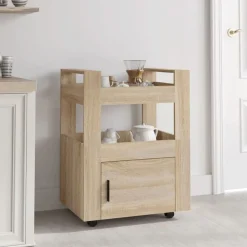 vidaXL køkkenvogn 60x45x80 cm konstrueret træ Sonoma-eg