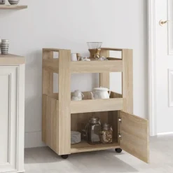 vidaXL køkkenvogn 60x45x80 cm konstrueret træ Sonoma-eg