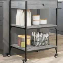 vidaXL køkkenvogn 60x48x89,5 cm konstrueret træ grå sonoma-eg