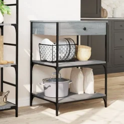 vidaXL køkkenvogn 60x48x89,5 cm konstrueret træ grå sonoma-eg