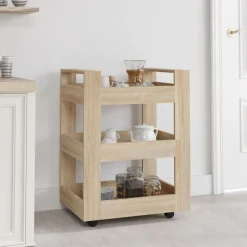 vidaXL køkkenvogn 60x45x80 cm konstrueret træ Sonoma-eg