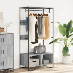 vidaXL klædeskab 90x50x180 cm konstrueret træ grå sonoma-eg