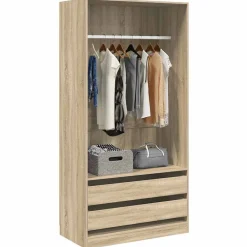 vidaXL klædeskab 100x50x200 cm konstrueret træ sonoma-eg