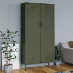 vidaXL klædeskab 90x50x180 cm stål olivengrøn