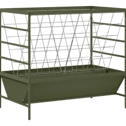 vidaXL Kælvfoderholder Oliven grøn 100 x 60 x 90 cm Koldvalset Stål
