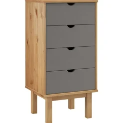 vidaXL kommode OTTA 45x39x90 cm massivt fyrretræ brun og grå